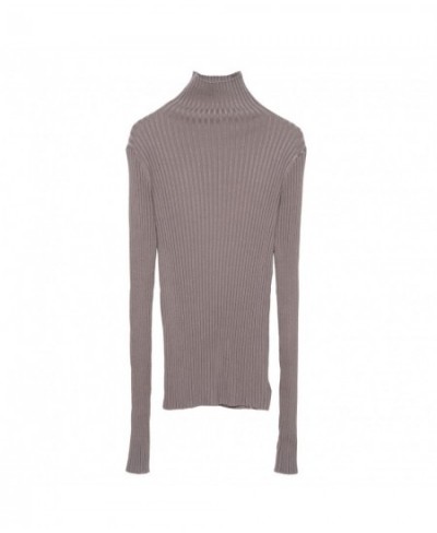 Ribbed Turtleneck Sweater Women Cotton High Neck Jumper Pullover Knitted Tops With Thumb Hole $36.85 - Sweaters