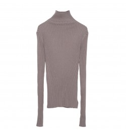 Ribbed Turtleneck Sweater Women Cotton High Neck Jumper Pullover Knitted Tops With Thumb Hole $36.85 - Sweaters