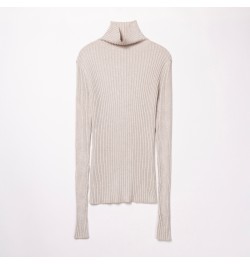 Ribbed Turtleneck Sweater Women Cotton High Neck Jumper Pullover Knitted Tops With Thumb Hole $36.85 - Sweaters