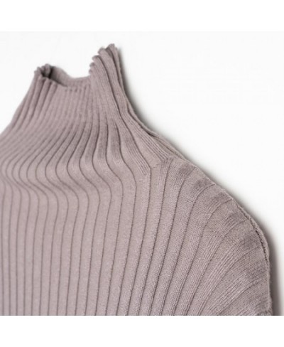 Ribbed Turtleneck Sweater Women Cotton High Neck Jumper Pullover Knitted Tops With Thumb Hole $36.85 - Sweaters