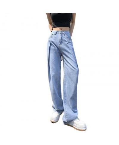 2023 Spring Autumn Womens Thin Light Blue Wide Leg Jeans Women Style High Waist Slim Straight Jean Denim Pants Trousers Tide ...