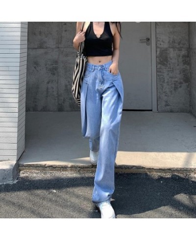 2023 Spring Autumn Womens Thin Light Blue Wide Leg Jeans Women Style High Waist Slim Straight Jean Denim Pants Trousers Tide ...