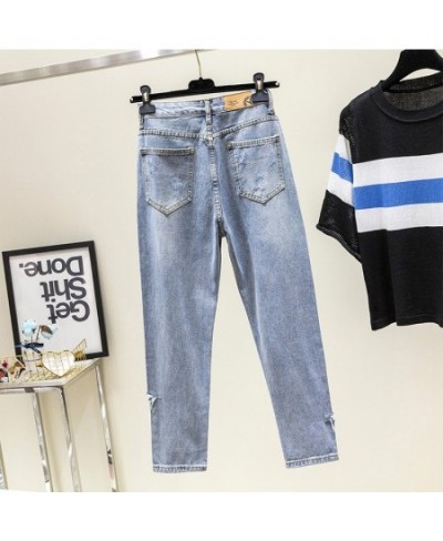 2023 Vintage Hole Jeans Woman Boyfriend Style Light Blue Ripped High Waist Denim Harem Pants for Woman Korean Chic Jean Femal...