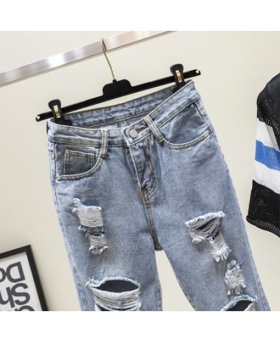 2023 Vintage Hole Jeans Woman Boyfriend Style Light Blue Ripped High Waist Denim Harem Pants for Woman Korean Chic Jean Femal...