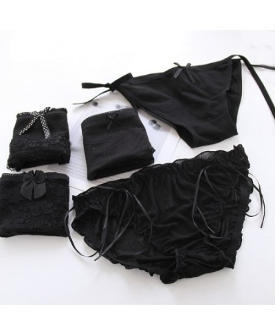 New Style Black Japanese Ladies Briefs Lace Bow Sexy Fashion Translucent Cute Large Size Mesh Personality Trend Cute $12.83 -...