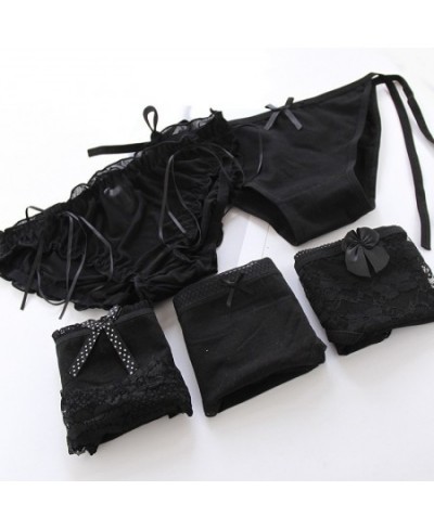 New Style Black Japanese Ladies Briefs Lace Bow Sexy Fashion Translucent Cute Large Size Mesh Personality Trend Cute $12.83 -...