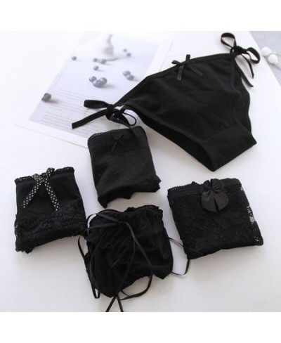 New Style Black Japanese Ladies Briefs Lace Bow Sexy Fashion Translucent Cute Large Size Mesh Personality Trend Cute $12.83 -...