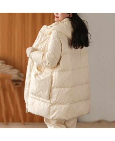 Women 90% White Duck Down Long Jacket with Hood Autumn Winter Down Coat Loose Over Size Outwear 2023 New $101.70 - Jackets & ...