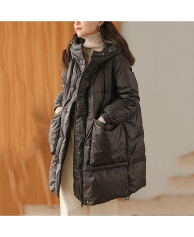 Women 90% White Duck Down Long Jacket with Hood Autumn Winter Down Coat Loose Over Size Outwear 2023 New $101.70 - Jackets & ...