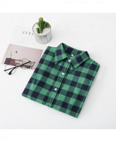 2022 Women Blouses Brand New Flannel Red Plaid Shirt Women Cotton Casual Long Sleeve Shirt Tops Lady Clothes $28.92 - Women Tops