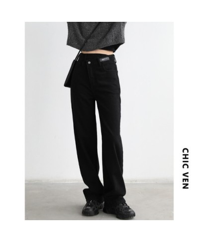 Women's Jeans Black Irregular Waist Straight Leg Wide Denim Pants Casual Female Trousers Streetwear Spring Summer 2023 $67.95...