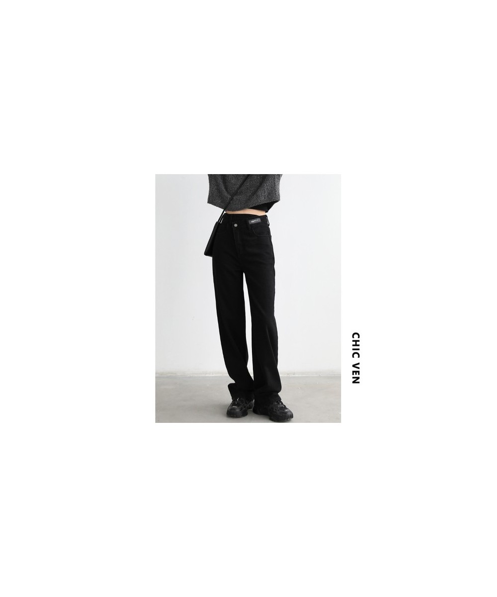 Women's Jeans Black Irregular Waist Straight Leg Wide Denim Pants Casual Female Trousers Streetwear Spring Summer 2023 $67.95...