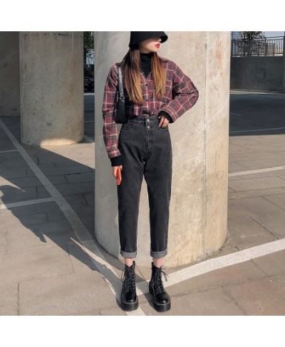 high waist jeans woman street style elastic waist denim pants Cotton Loose Coated Vintage Washed boyfriend jeans 2022 $47.86 ...