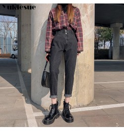 high waist jeans woman street style elastic waist denim pants Cotton Loose Coated Vintage Washed boyfriend jeans 2022 $47.86 ...