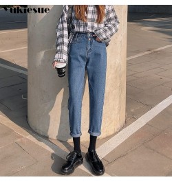 high waist jeans woman street style elastic waist denim pants Cotton Loose Coated Vintage Washed boyfriend jeans 2022 $47.86 ...