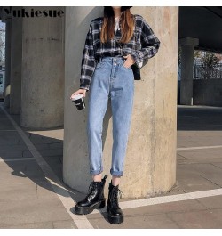 high waist jeans woman street style elastic waist denim pants Cotton Loose Coated Vintage Washed boyfriend jeans 2022 $47.86 ...