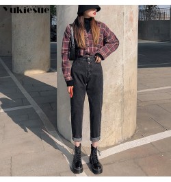 high waist jeans woman street style elastic waist denim pants Cotton Loose Coated Vintage Washed boyfriend jeans 2022 $47.86 ...