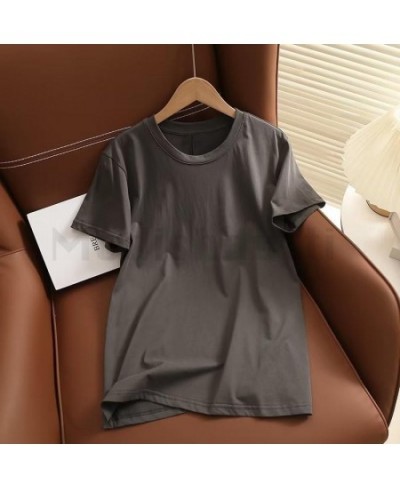 2023 High Quality Spring Summer Women Fashion Loose Round Neck Short Sleeve T-Shirt Female Solid Casual Tops Tees $35.82 - Wo...