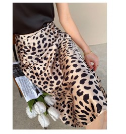 2023 Summer Leopard Print Skirt Women A-line High Waist Slik Satin Skirt Midi Elegant Vintage Long Skirt for Women $36.50 - B...