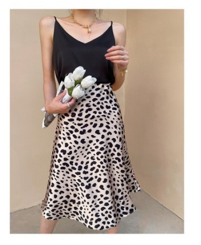 2023 Summer Leopard Print Skirt Women A-line High Waist Slik Satin Skirt Midi Elegant Vintage Long Skirt for Women $36.50 - B...