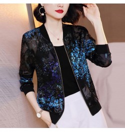 Plus Size Jackets Women 2023 Fashion Summer Women's Print Lace Basic Jacket Thin Bomber Female Baseball Jacket Sunscreen $24....