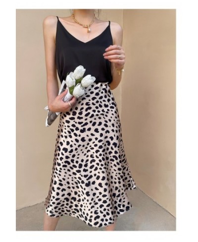 2023 Summer Leopard Print Skirt Women A-line High Waist Slik Satin Skirt Midi Elegant Vintage Long Skirt for Women $36.50 - B...