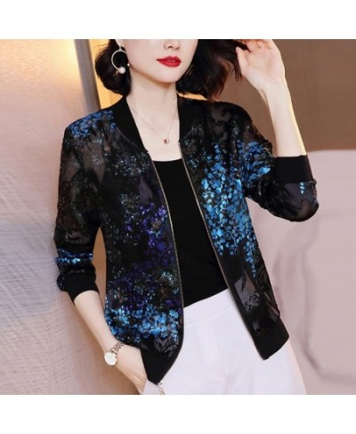 Plus Size Jackets Women 2023 Fashion Summer Women's Print Lace Basic Jacket Thin Bomber Female Baseball Jacket Sunscreen $24....