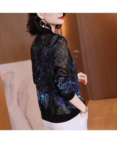 Plus Size Jackets Women 2023 Fashion Summer Women's Print Lace Basic Jacket Thin Bomber Female Baseball Jacket Sunscreen $24....