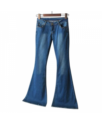 High-waisted Denim Pockets Buttons Washed Straight Trousers Stretchy Slim Sexy Women's Wide-leg Denim Trousers $39.71 - Jeans