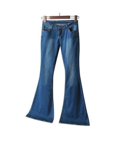 High-waisted Denim Pockets Buttons Washed Straight Trousers Stretchy Slim Sexy Women's Wide-leg Denim Trousers $39.71 - Jeans