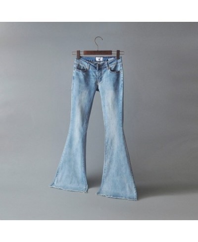 High-waisted Denim Pockets Buttons Washed Straight Trousers Stretchy Slim Sexy Women's Wide-leg Denim Trousers $39.71 - Jeans