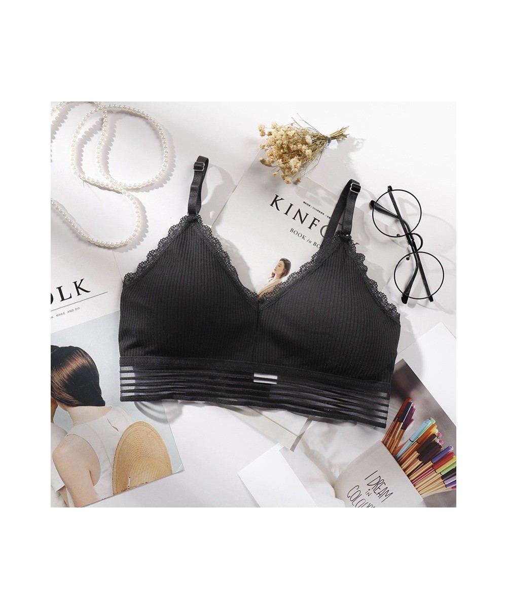 Lace Cotton Bras For Women Lingerie Seamless Wirefree Underwear Padded Bra Cropped Cami Lace Bras Female Push Up Brassiere $1...