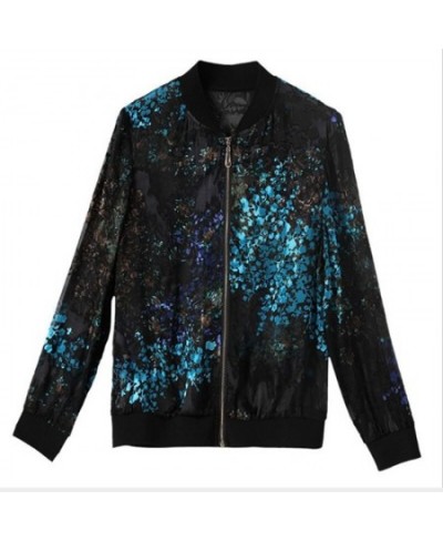 Plus Size Jackets Women 2023 Fashion Summer Women's Print Lace Basic Jacket Thin Bomber Female Baseball Jacket Sunscreen $24....