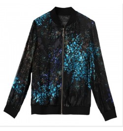 Plus Size Jackets Women 2023 Fashion Summer Women's Print Lace Basic Jacket Thin Bomber Female Baseball Jacket Sunscreen $24....