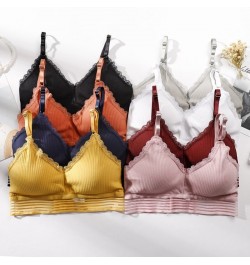 Lace Cotton Bras For Women Lingerie Seamless Wirefree Underwear Padded Bra Cropped Cami Lace Bras Female Push Up Brassiere $1...