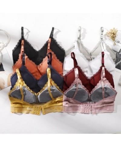 Lace Cotton Bras For Women Lingerie Seamless Wirefree Underwear Padded Bra Cropped Cami Lace Bras Female Push Up Brassiere $1...