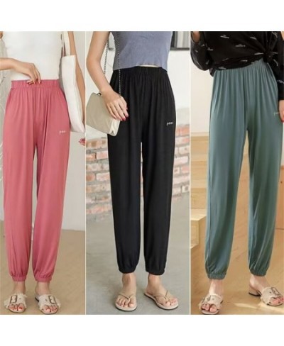 Summer Casual Pants For Women Elastic Pure Color Trousers Women's Cotton Sexy Jogger Ankle-Length Pant Fashion Streetwear $27...