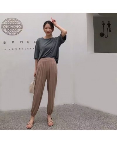 Summer Casual Pants For Women Elastic Pure Color Trousers Women's Cotton Sexy Jogger Ankle-Length Pant Fashion Streetwear $27...