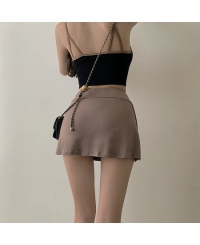 Gothic y2k dark mini skirt Korean fashion casual skirt 90s vinatge summer irregular split high waist elastic sports skirt wom...