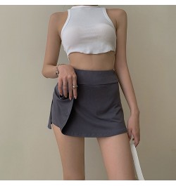 Gothic y2k dark mini skirt Korean fashion casual skirt 90s vinatge summer irregular split high waist elastic sports skirt wom...