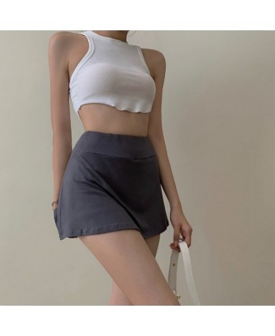 Gothic y2k dark mini skirt Korean fashion casual skirt 90s vinatge summer irregular split high waist elastic sports skirt wom...