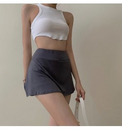 Gothic y2k dark mini skirt Korean fashion casual skirt 90s vinatge summer irregular split high waist elastic sports skirt wom...