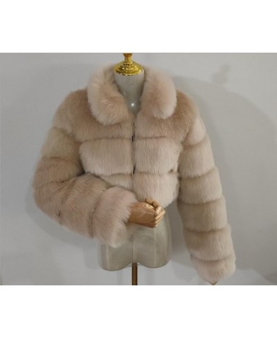 Cropped fur coat Woman's thick Fox Fur Coat Short Winter Style Fashion Women Furry Jacket Faux Fur Top $110.72 - Jackets & Coats