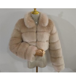 Cropped fur coat Woman's thick Fox Fur Coat Short Winter Style Fashion Women Furry Jacket Faux Fur Top $110.72 - Jackets & Coats