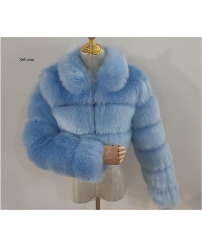 Cropped fur coat Woman's thick Fox Fur Coat Short Winter Style Fashion Women Furry Jacket Faux Fur Top $110.72 - Jackets & Coats