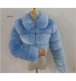 Cropped fur coat Woman's thick Fox Fur Coat Short Winter Style Fashion Women Furry Jacket Faux Fur Top $110.72 - Jackets & Coats