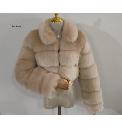 Cropped fur coat Woman's thick Fox Fur Coat Short Winter Style Fashion Women Furry Jacket Faux Fur Top $110.72 - Jackets & Coats