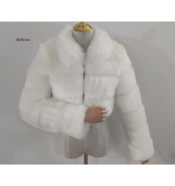 Cropped fur coat Woman's thick Fox Fur Coat Short Winter Style Fashion Women Furry Jacket Faux Fur Top $110.72 - Jackets & Coats