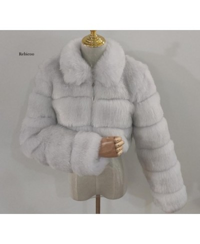 Cropped fur coat Woman's thick Fox Fur Coat Short Winter Style Fashion Women Furry Jacket Faux Fur Top $110.72 - Jackets & Coats