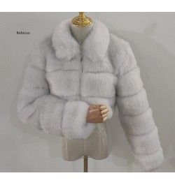 Cropped fur coat Woman's thick Fox Fur Coat Short Winter Style Fashion Women Furry Jacket Faux Fur Top $110.72 - Jackets & Coats